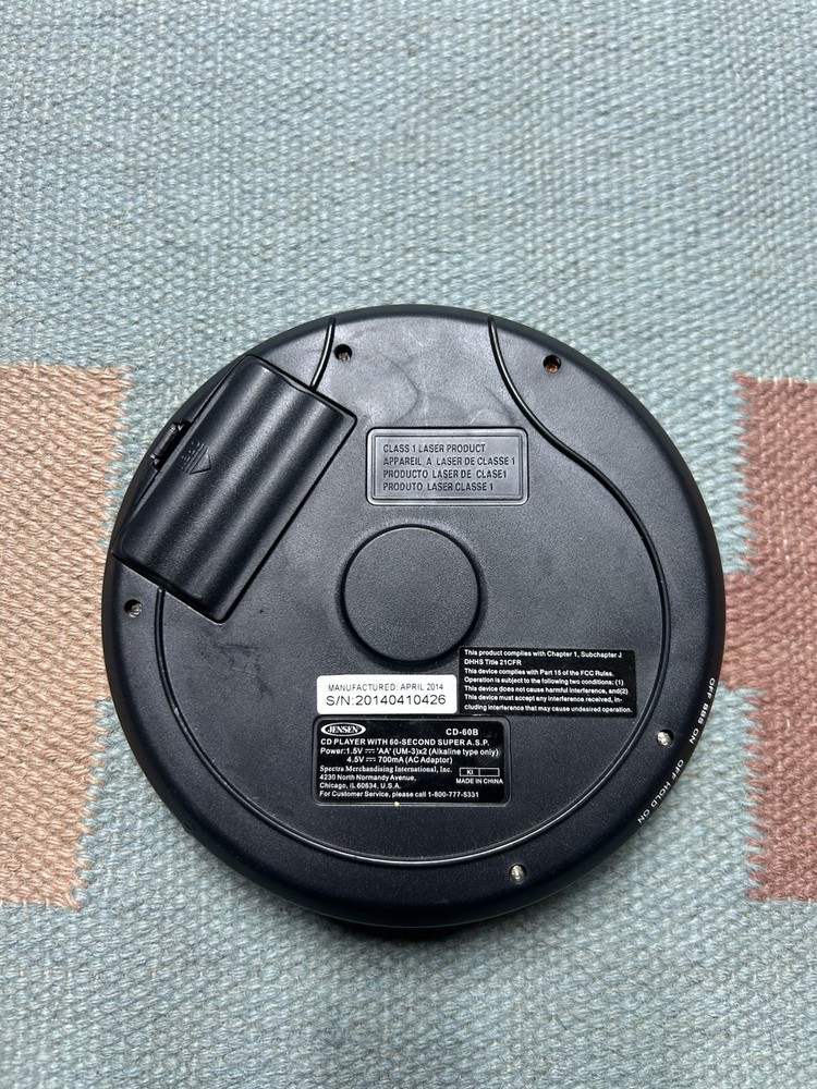 Jensen CD-60B Personal Portable Compact CD Player Walkman Tested Works