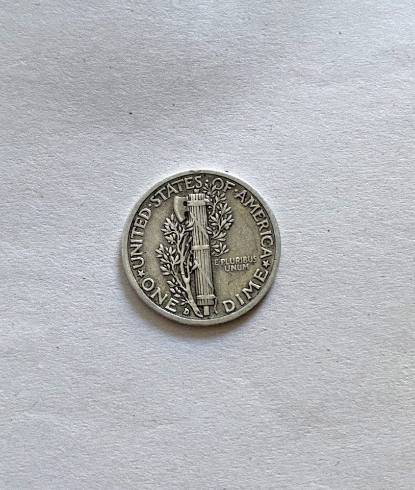 1939-D Mercury Dime Error – Misplaced Mint Mark, 90% Silver, Rare