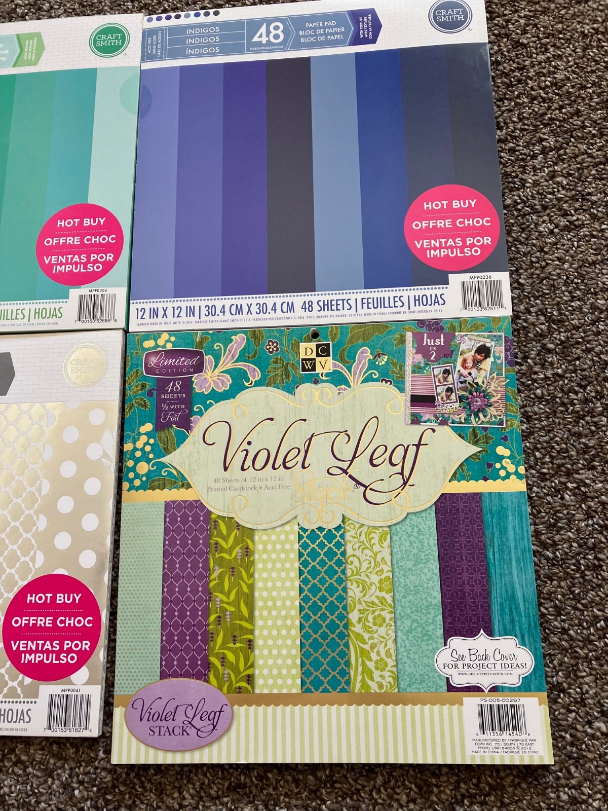 Huge Lot 6 Scrapbook Paper Book Pads 12x12 Wt 11 Pounds Crafts Cards Solid Foil