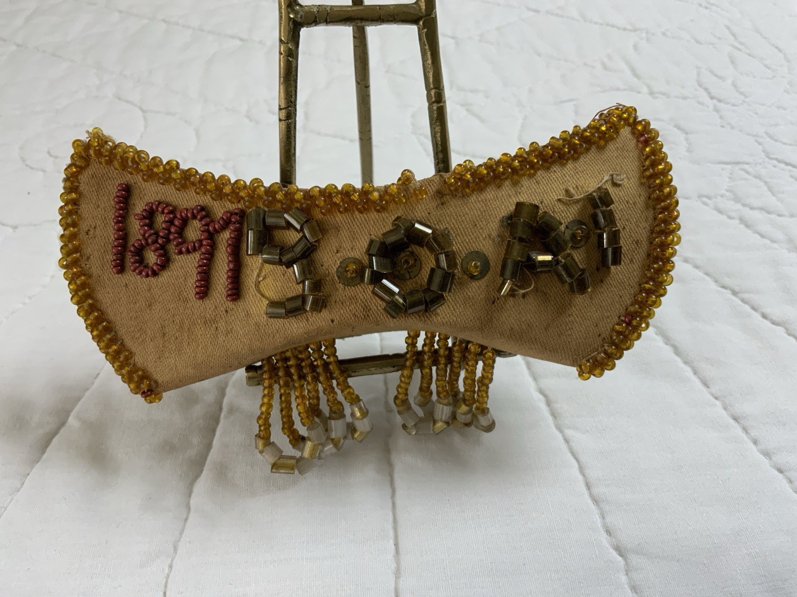 Vintage Antique Beaded Whimsy, Canoe, Iroquois, 1897, Hand Made, Boat