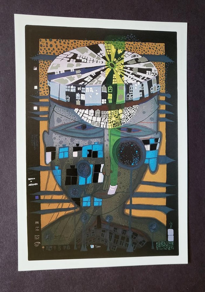 Friedensreich Hundertwasser "The Sailor II" Mounted offset Lithograph 1986