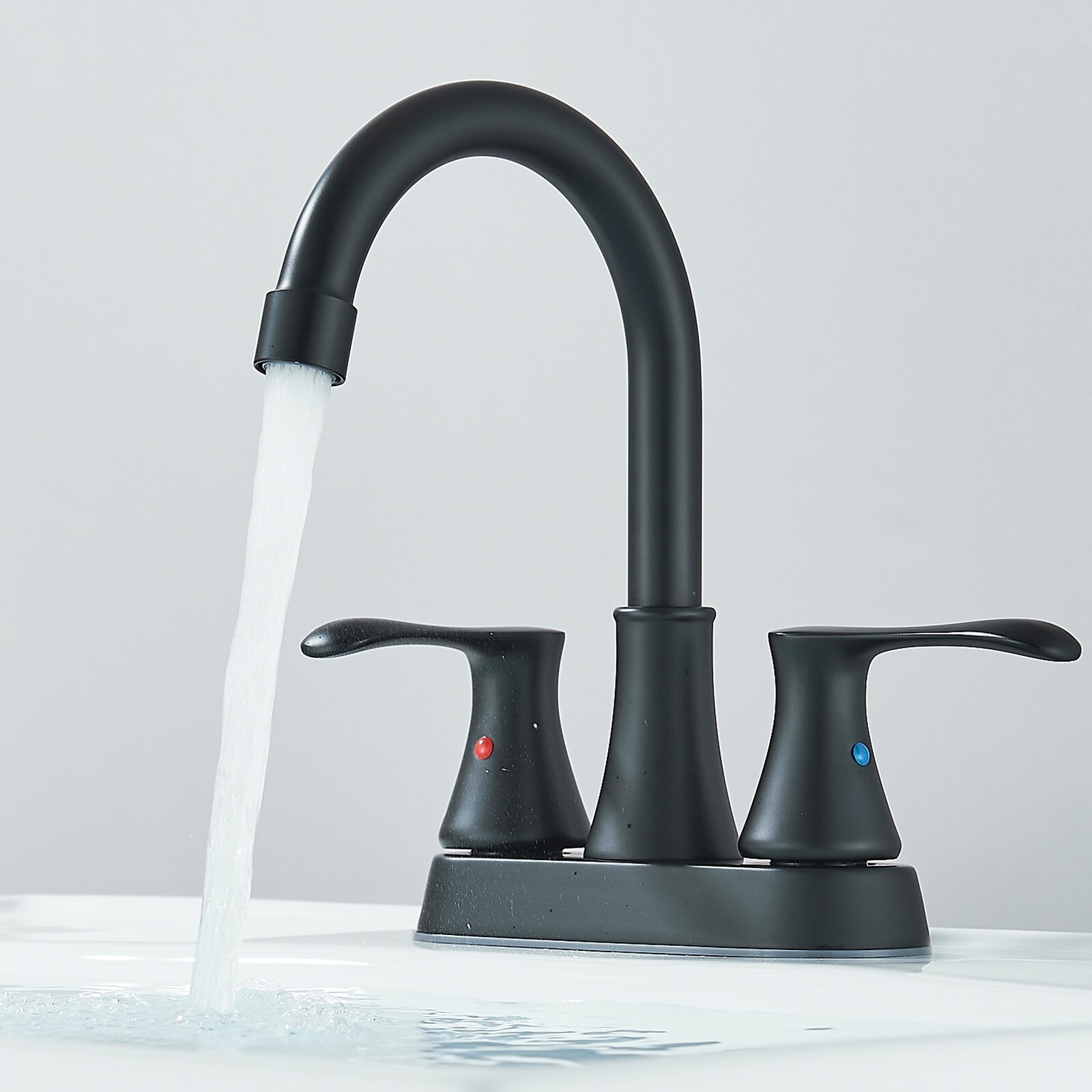 Black Bathroom Sink Faucet 3 Holes 4 Inch Centerset Vanity Mixer Faucet 2 Handle