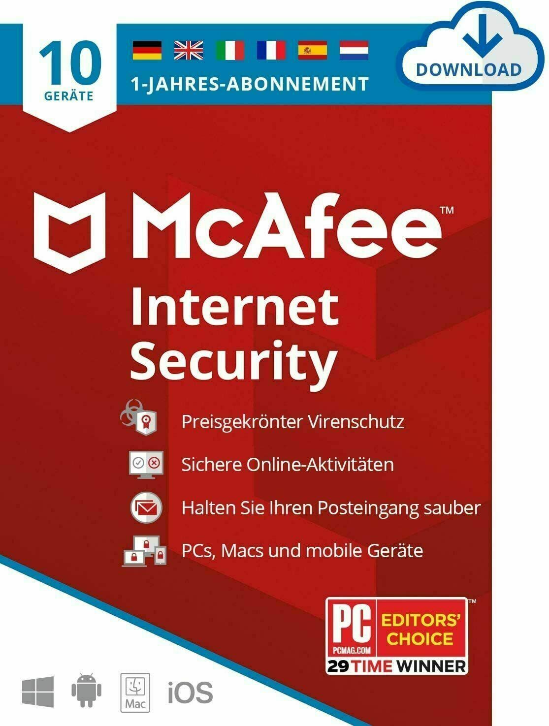 McAfee Internet Security 2026 UNLIMITED 10 Devices 1 Year Multidevice AntiVirus