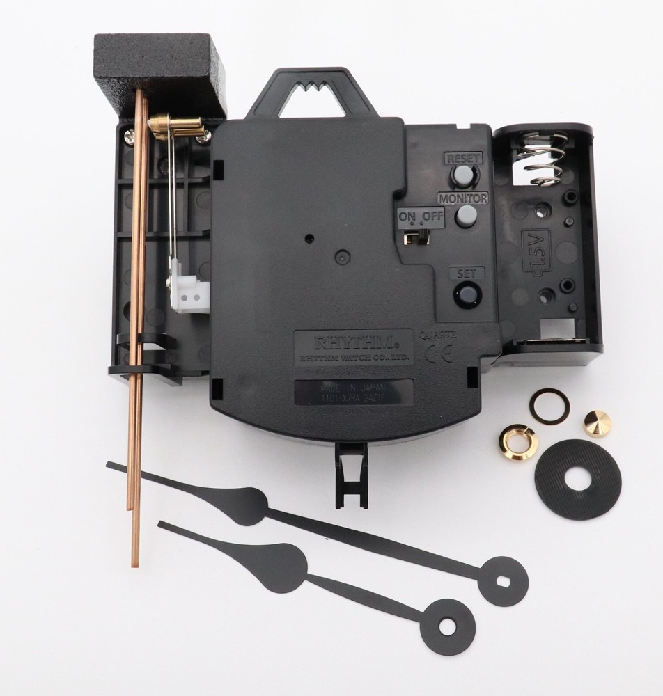 RHYTHM QUARTZ MECHANICAL BIM BAM STRIKE PENDULUM CLOCK MOVEMENT SPADE HANDS