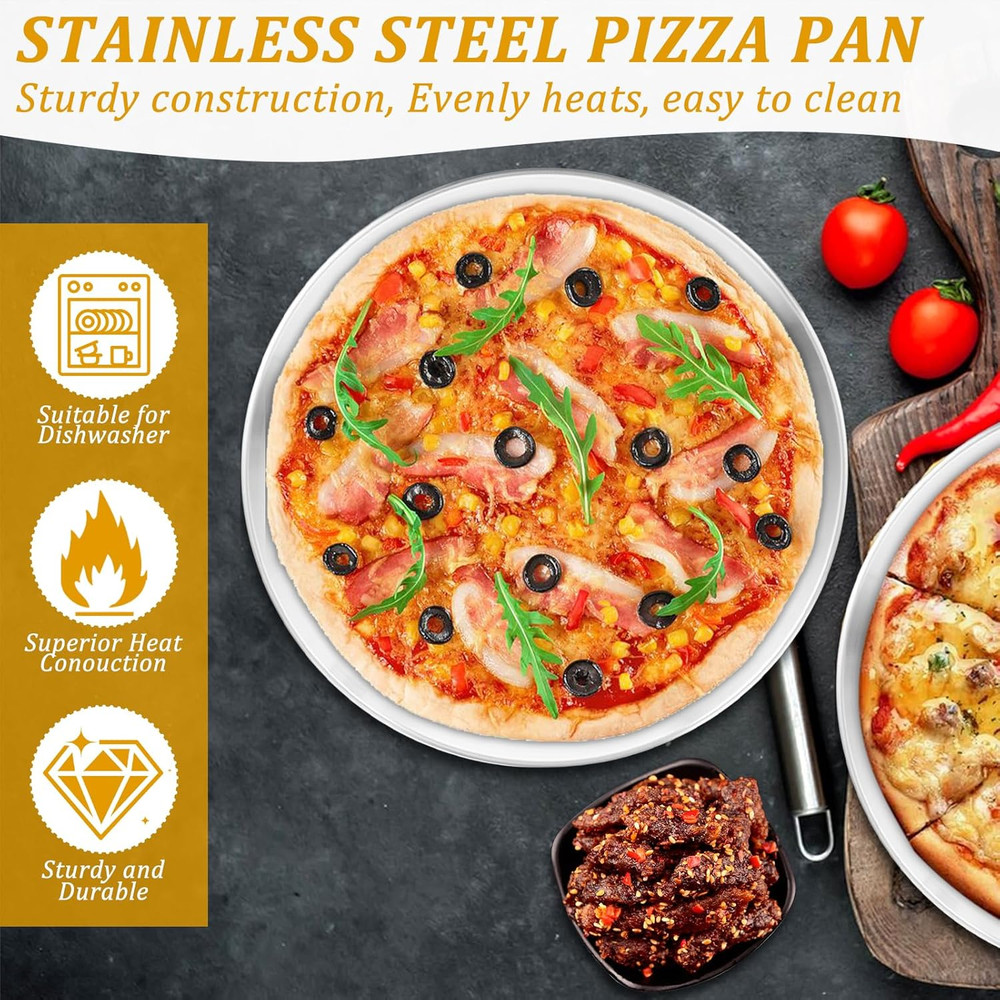 12-Piece Pizza Serving Set with Riser Stands, Trays, and Pie Server