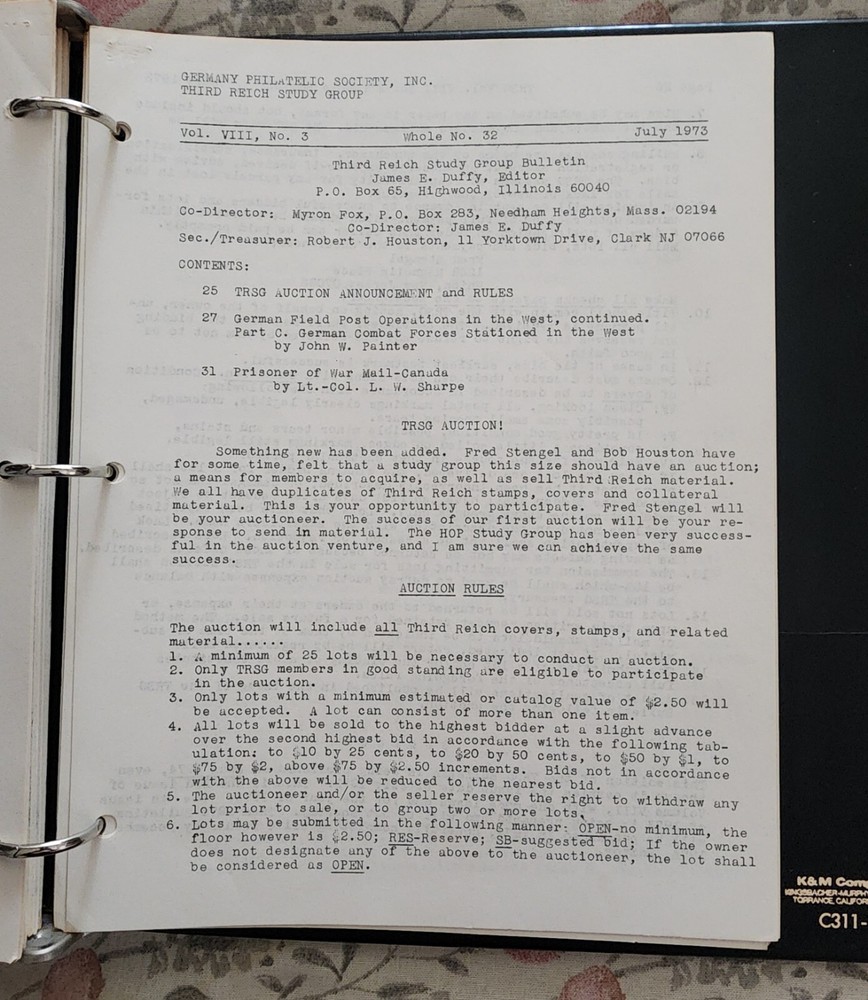 Vintage The Germany Philatelic Society Third Reich Study Group Stamp Collectors