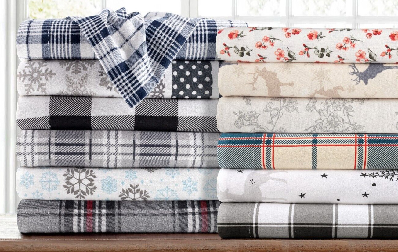 Kathy Ireland 100% Turkish Cotton Flannel Sheet Set - Warm, Soft, Deep Pocket