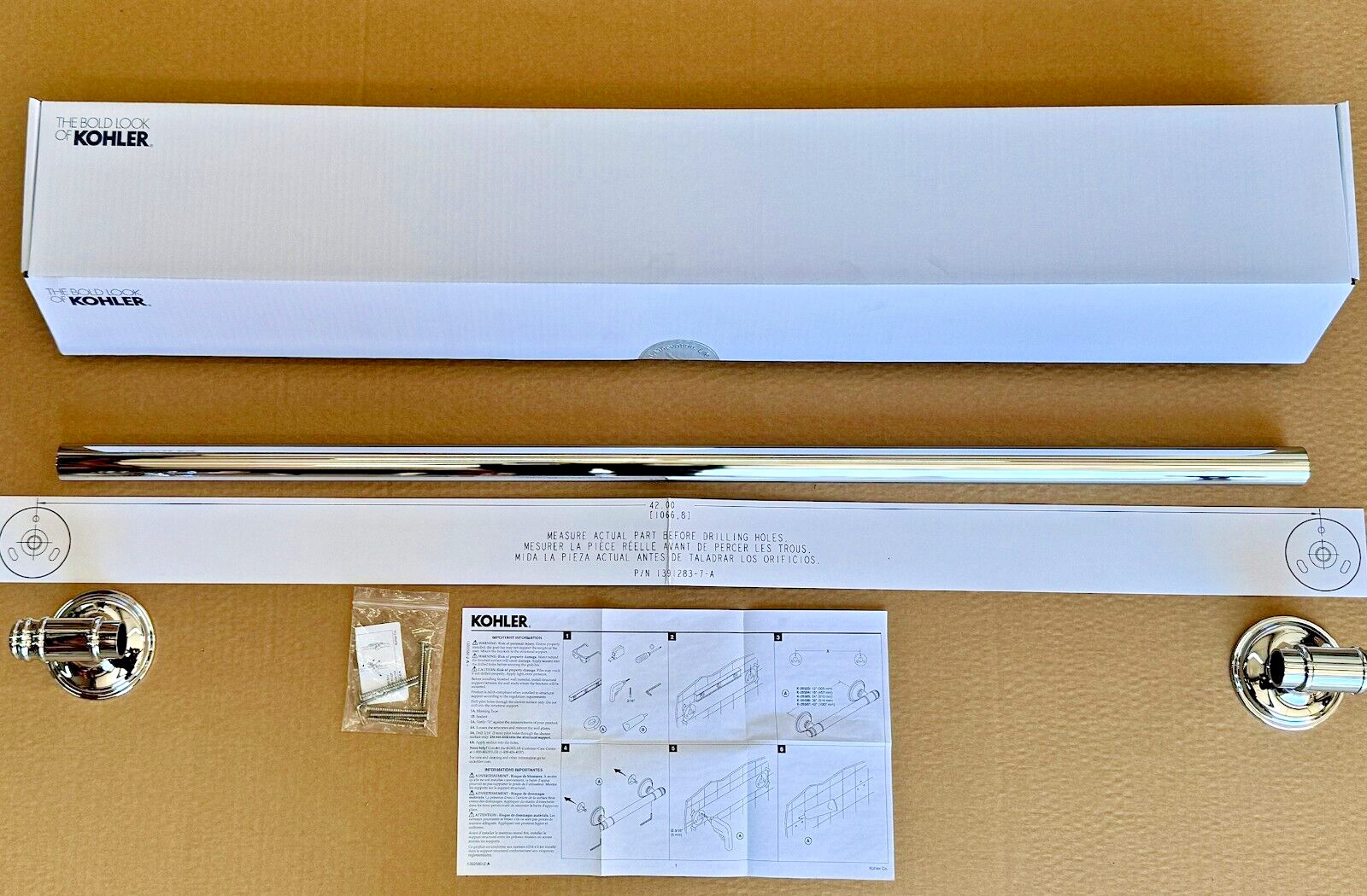 KOHLER Eclectic 42 in. Grab Bar in Polished Chrome 300 LBS Load TOP Quality