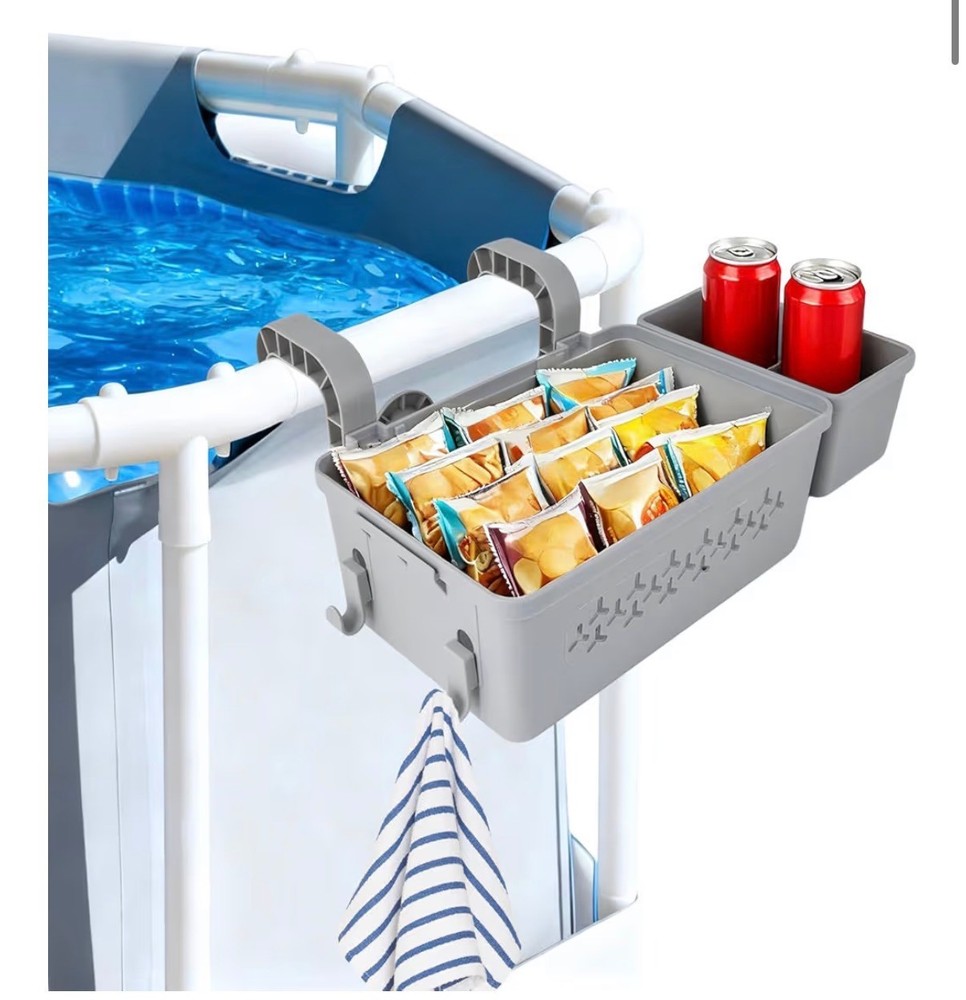 Poolside Storage Basket Compatible with Intex Above Ground Pools - Pool Side 13
