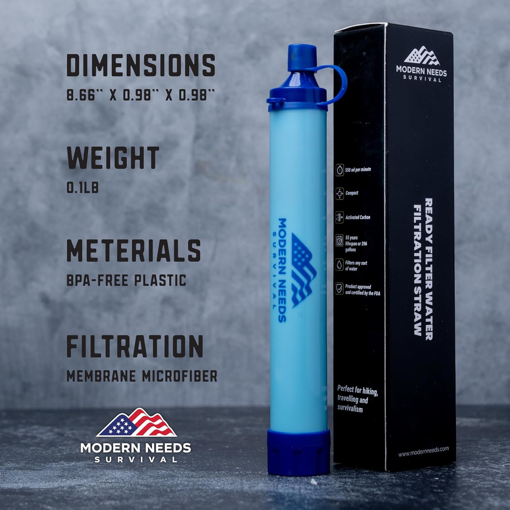 Ready Filter Personal Water Filter Straw | Backpacking Water Filter for Hiking &