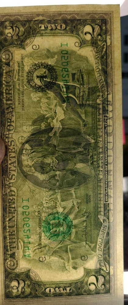 2003 $2 shift Error note Uncirculated condition, I 05062414 A, Actually 3 errors