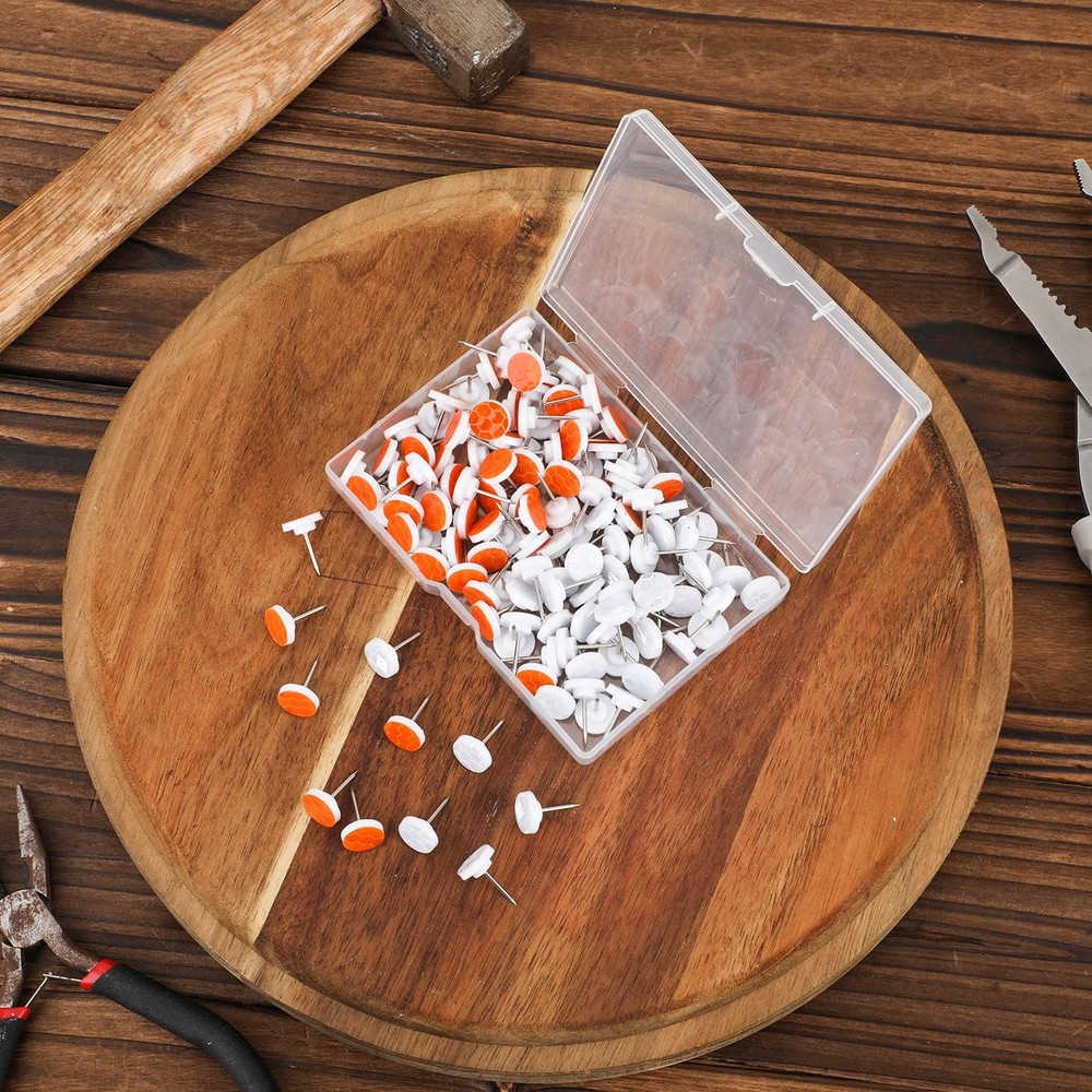 100pcs Reflective Tacks for Trail Marking, Box Medium, Orange & Silver