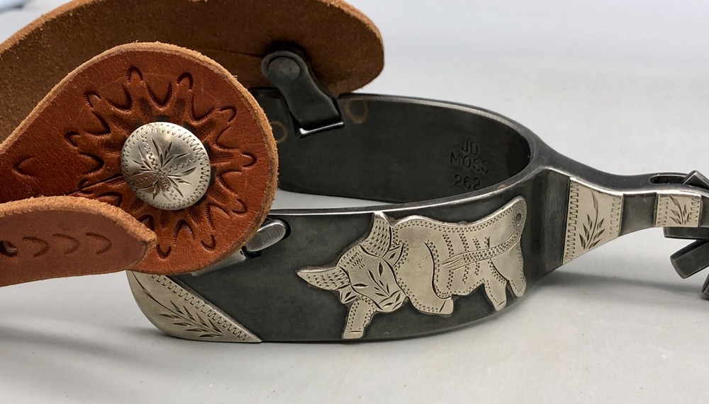 J.D. Moss Bull Theme Double Mounted Spurs