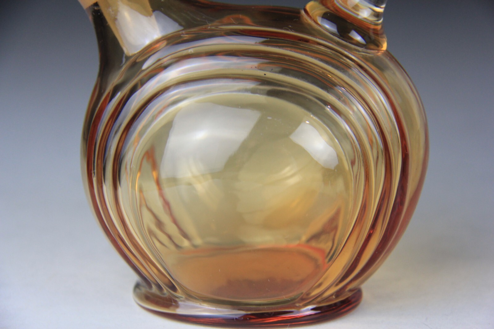 Scarce Cambridge Glass Amber Nautilus Decanter w/6 Small Cordials Tumblers