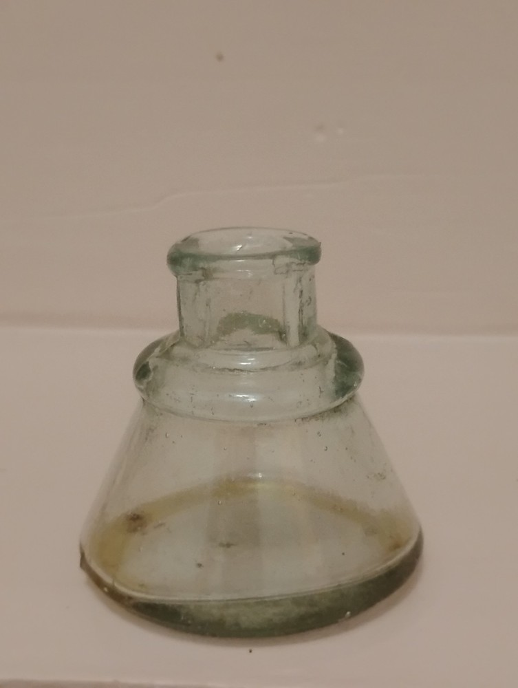 Group Of 3 Aqua Round Inkwells