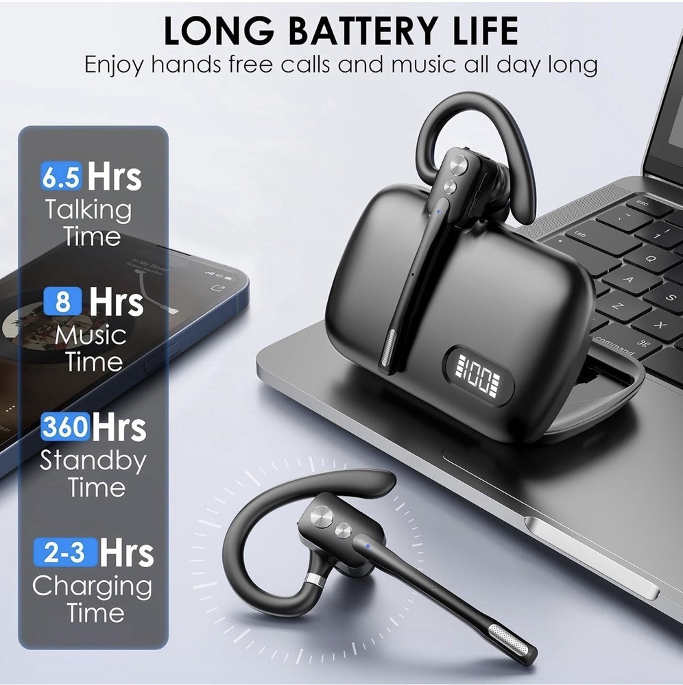 Environment Noise Cancelation Bluetooth Headset Wireless ios android Cell Phone