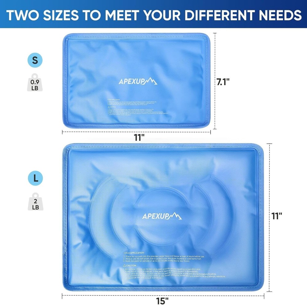 Extra Large Gel Flexible Back Ice for Injuries Reusable Multi Sizes Cold Pack