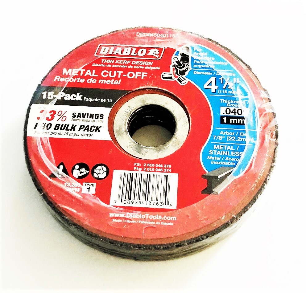30 DIABLO 4-1/2" X .040" THIN KERF METAL/STAINLESS ANGLE GRINDER CUT-OFF WHEELS
