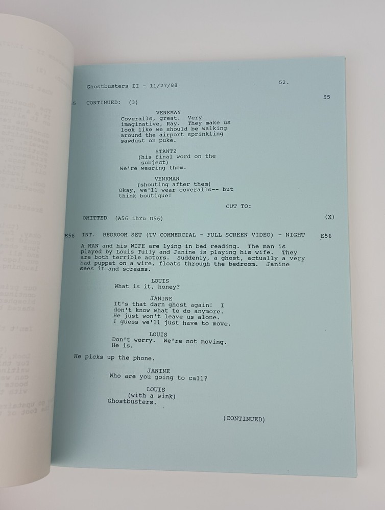 Ghostbusters II Script - 1988 Pink & Blue Revision