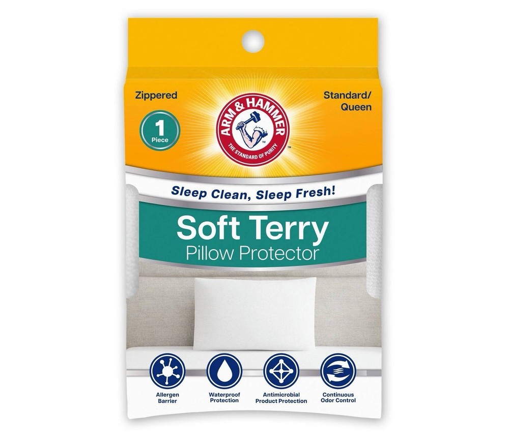 🥥 Arm & Hammer Standard/Queen Soft Terry Pillow Protector🆕