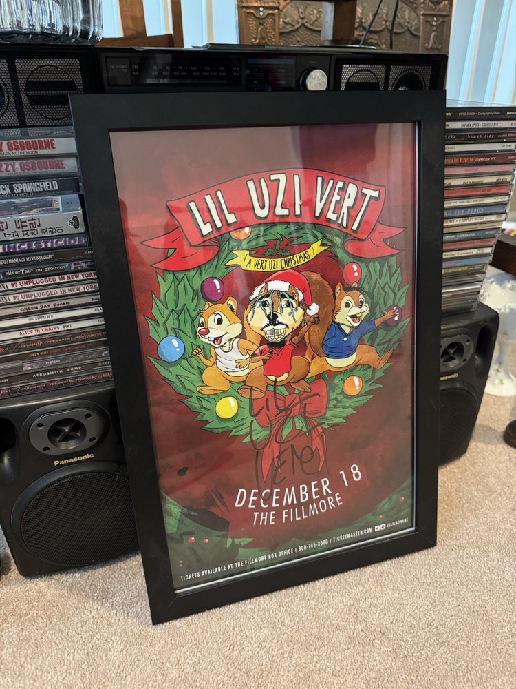 Lil Uzi Vert Autographed 11x17 Concert Poster 2017 Chipmunks Fillmore Framed