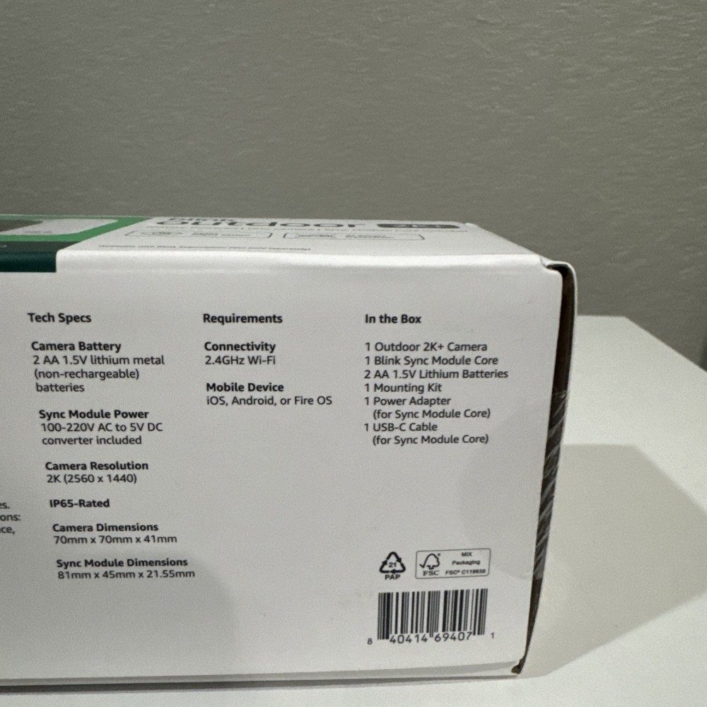 Blink Outdoor 2K+ Wireless Smart Security Camera with Sync Module Core