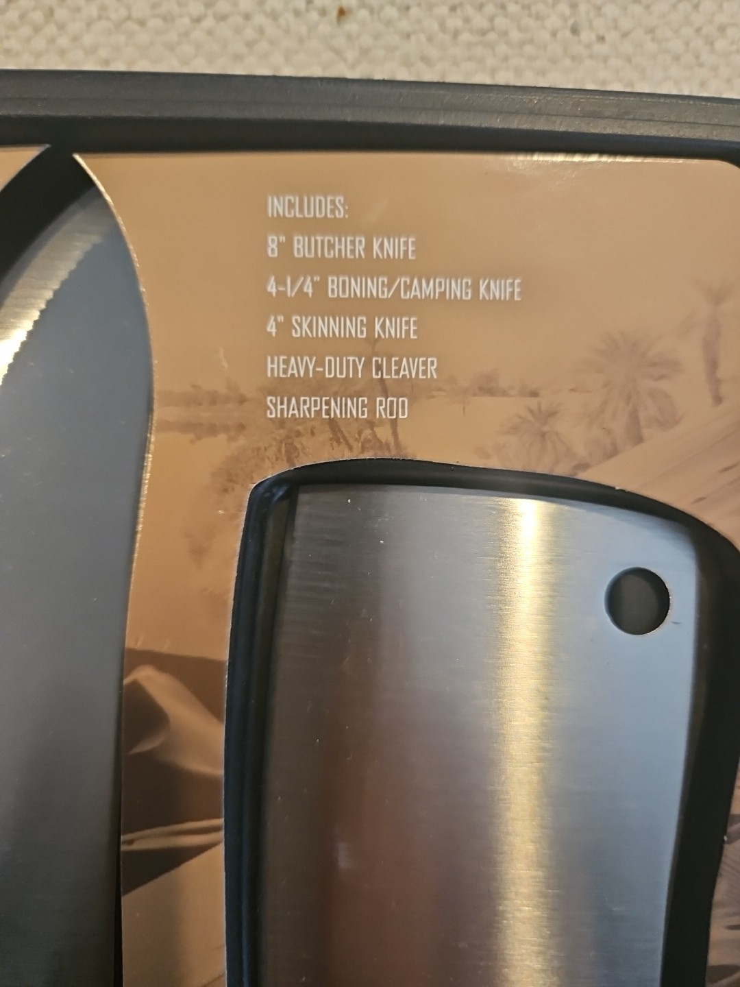 High Desert 5-Piece Butcher / Hunting Knife Set with Carry Case – New