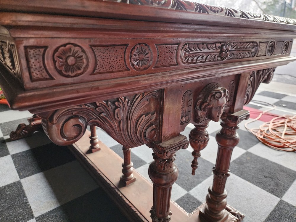 French Renaissance Writing Desk Table w/ Cherubs