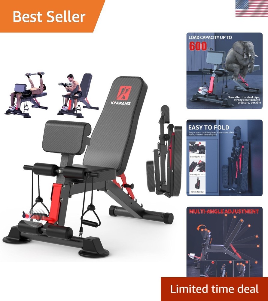 Versatile Adjustable Bench for Home Gym - 600lbs Capacity, Foldable Convenience