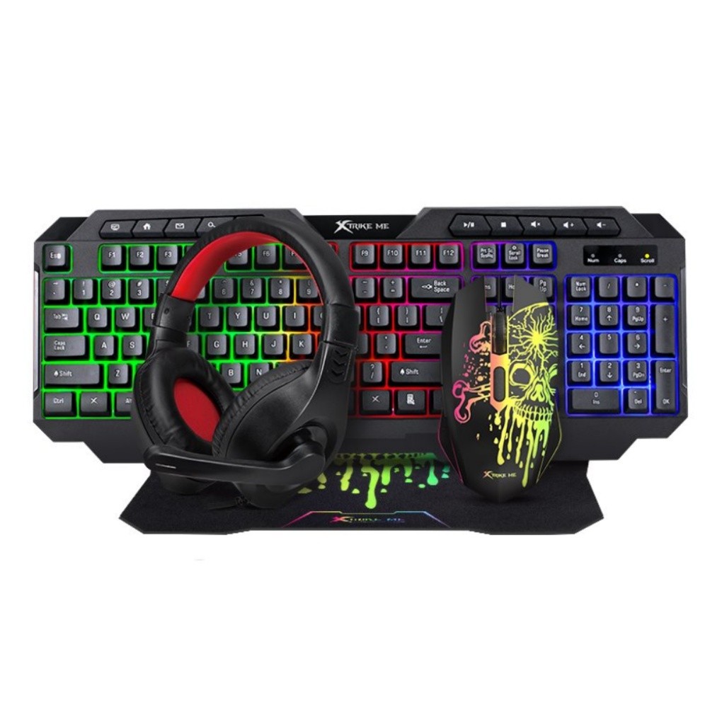 XTRIKE ME Wired Gaming Keyboard + Mouse & Pad + Headphone RGB Light 4-1 Combo