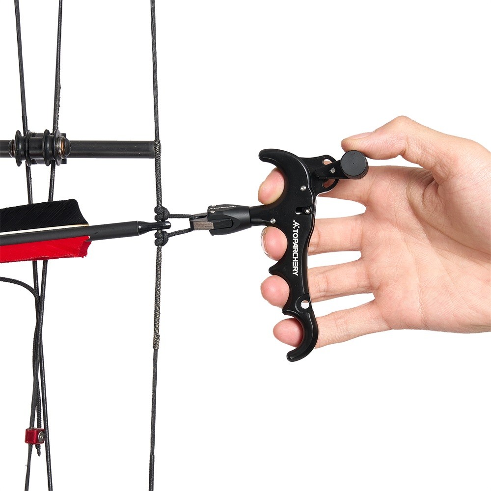 Adjustable 4-Finger Archery Compound Bow Release Can Rotate 360° Thumb Release