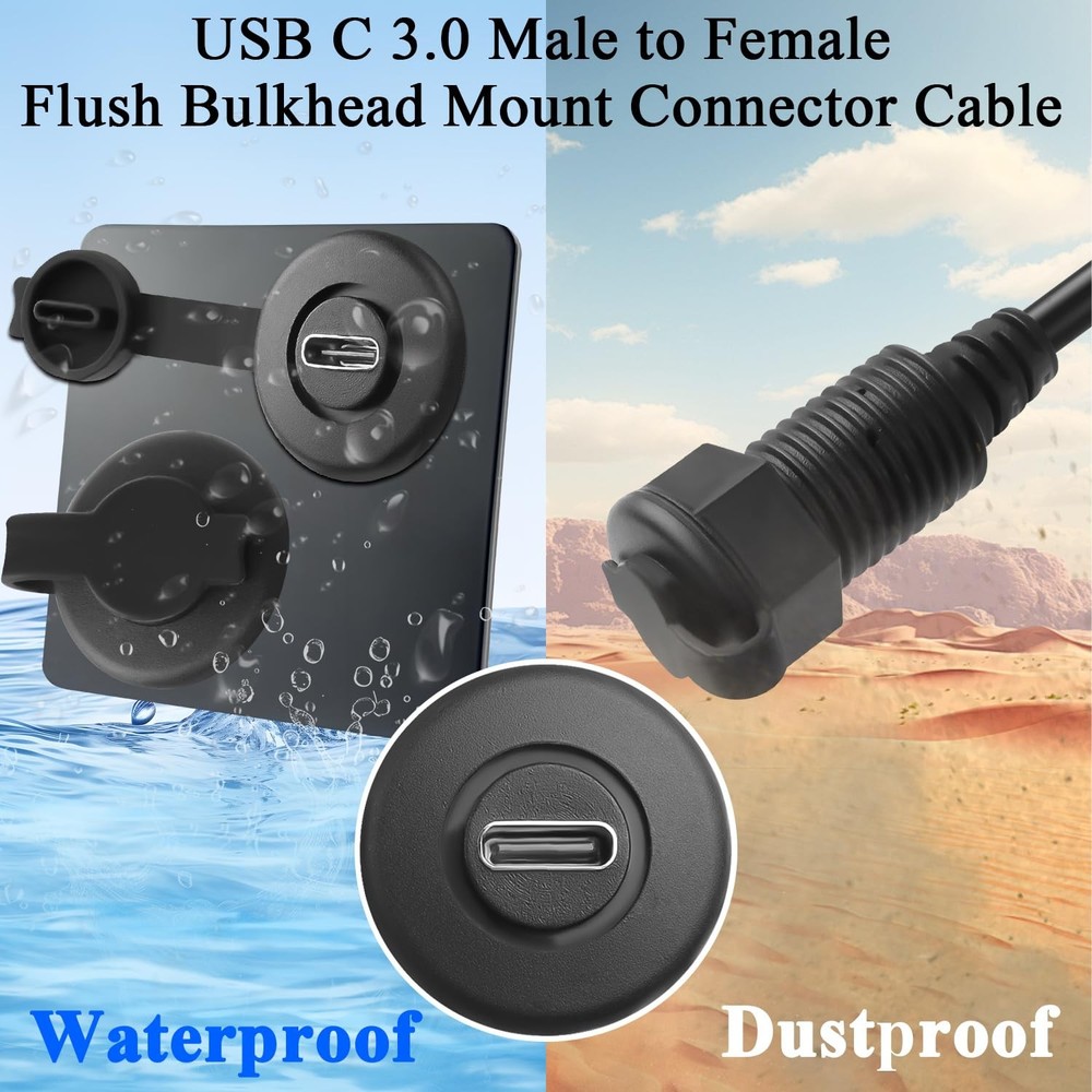 QIANRENON 5Gbps USB C Threaded Fixed Short Cable Type C φ18.5mm (φ0.72in)