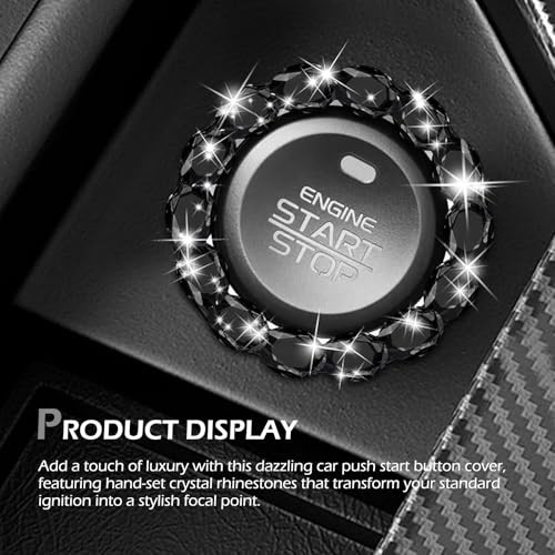 Car Bling Push Start Button Cover, Crystal Rhinestone Engine Start Stop Ring