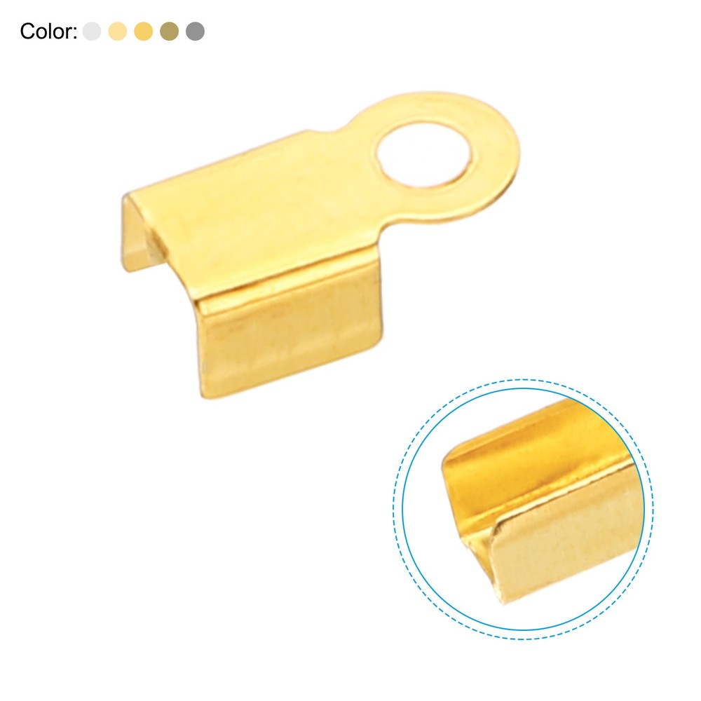 9 x 4 mm Fold Over Crimp Cord Ends, 540pcs Iron Rectangular Clasp Tips, 6 Color
