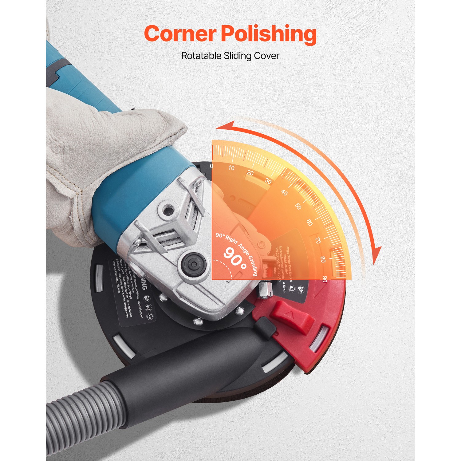 Angle Grinder Dust Shroud 4-5 in with 6 Clamping Washers Connect to Vacuum