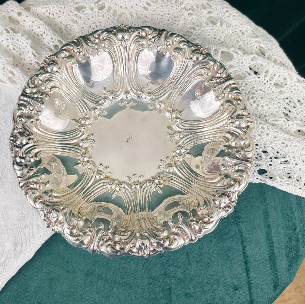 Vintage Silver Decorative Large Plate Bowl