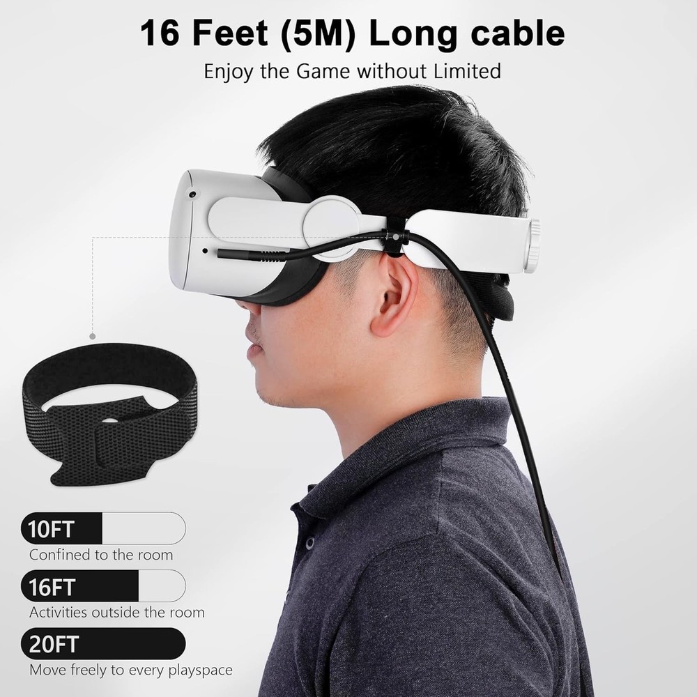 16FT VR Link Cable for Quest 3S/3, Pico 4 - High-Speed 5Gbps Connection