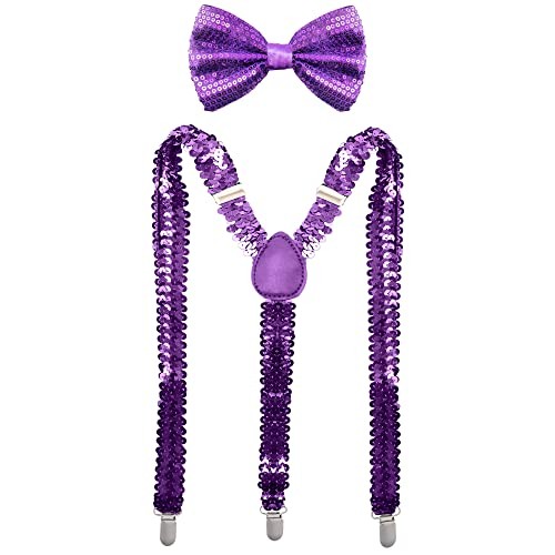 - Bowtie & Suspender Set - Sequin Purple