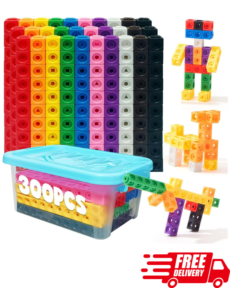 300pcs Math Linking Cubes Counting Blocks STEM Learning Manipulative Set