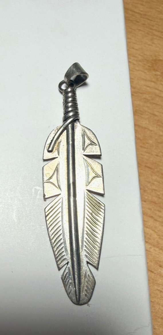 Northwest Coast Native Art  Silver feather by Late Richard Baker