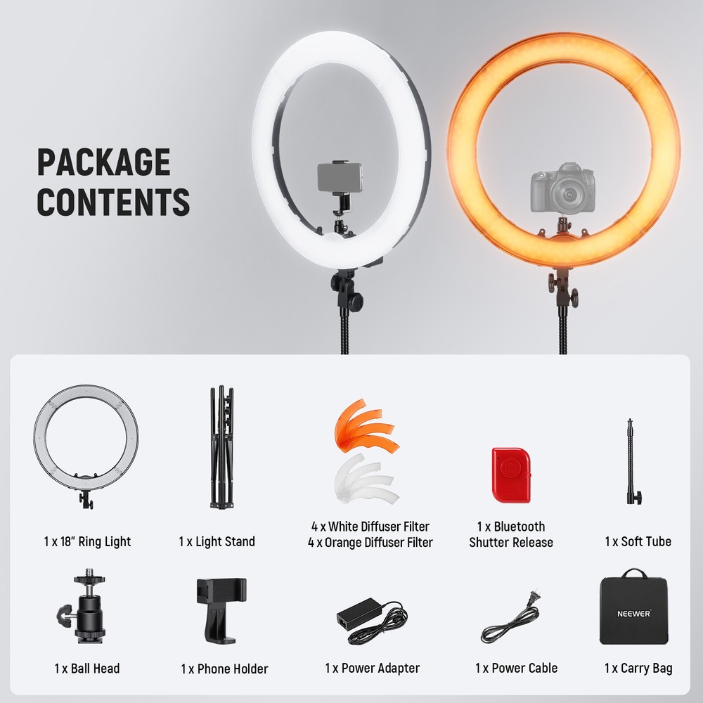 Neewer 18-inch Outer Dimmable SMD LED Ring Light Lighting Kit with Light Stand