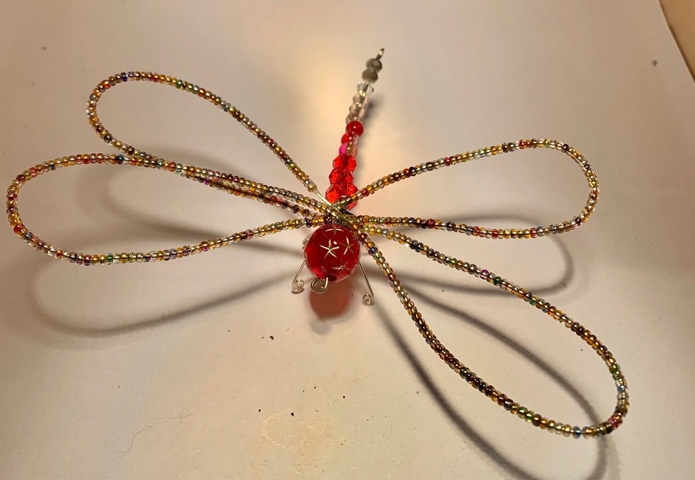 Handmade Beaded Wire MULTI-COLOR DRAGONFLY
