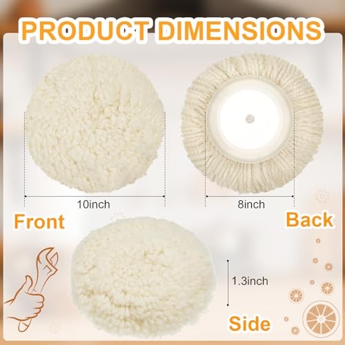 6 Pcs Wool Polishing Pad Hook Loop Buffing Pad for Drill Curved Edge 8 Inch