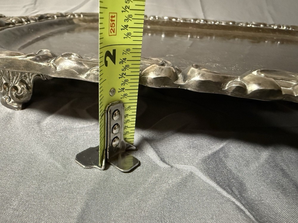 Antique EPNS Silverplate Footed Tray 28.75” Venetian Scroll Pattern