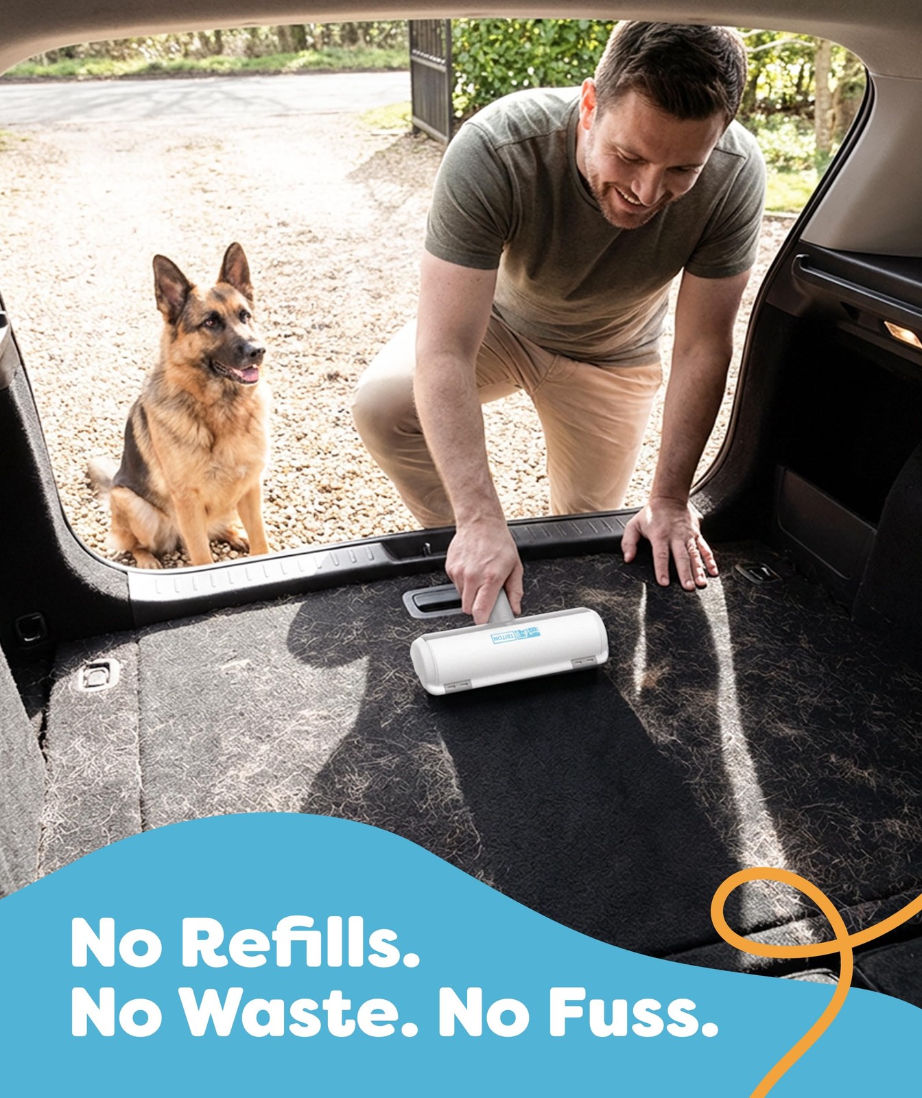 Triton Pet Hair Removal Tool w/Fur Trapping Compartment and Large, Gray/White