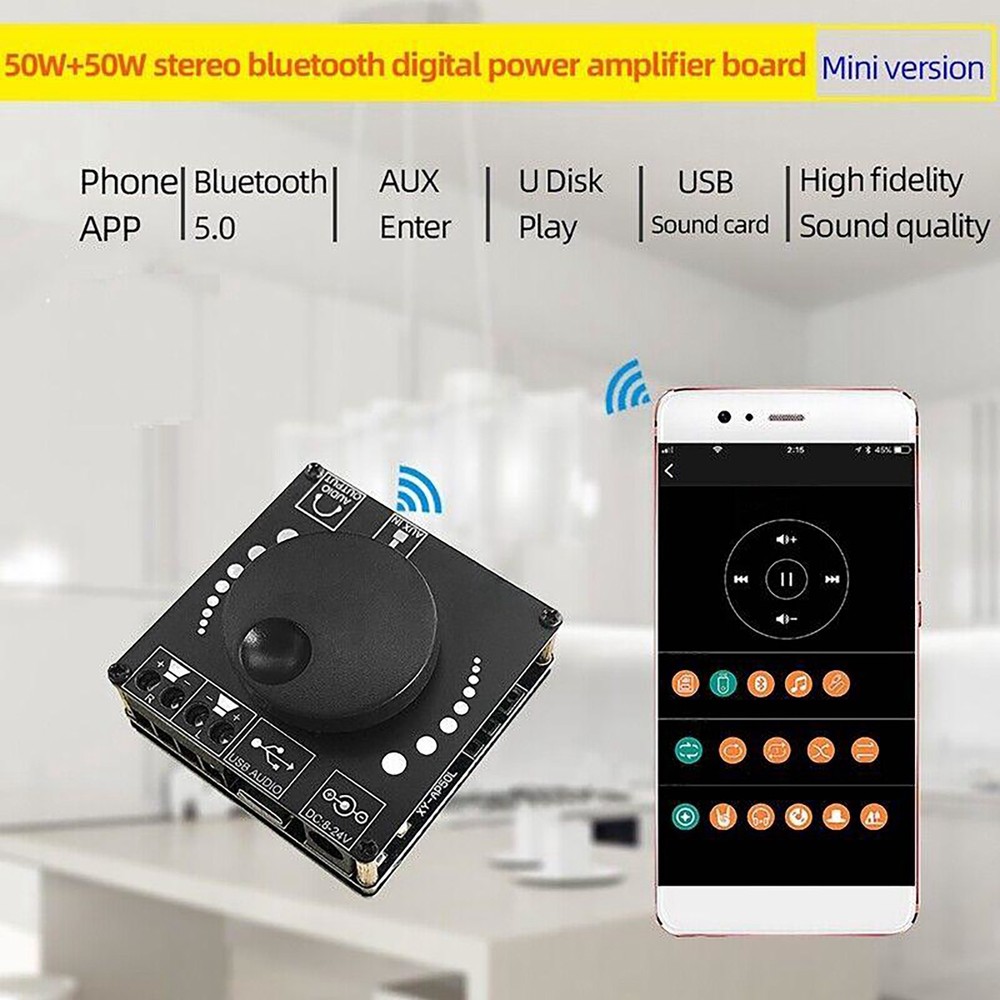 XY-AP50L Mini Bluetooth 5.0 Wireless Audio Power Digital Amplifier Board