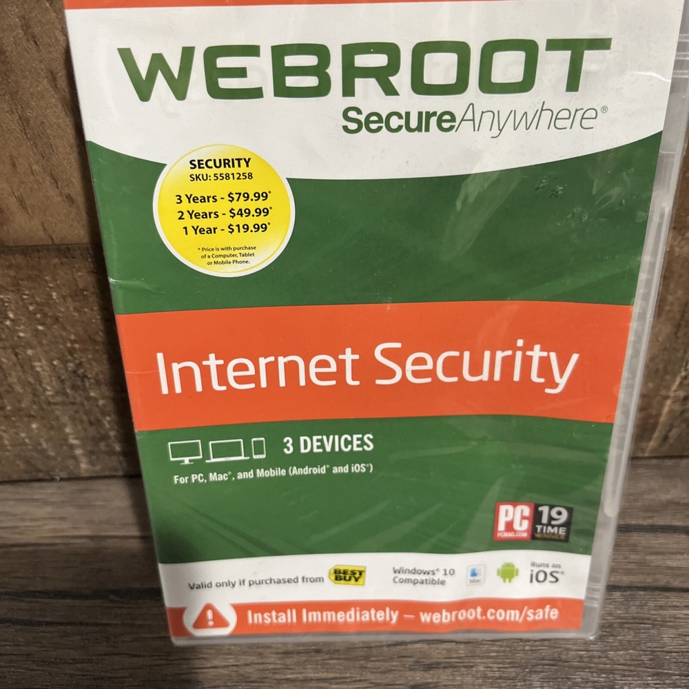 Webroot Secure Anywhere Internet Security 3 Device Software CD Windows IOS Mac