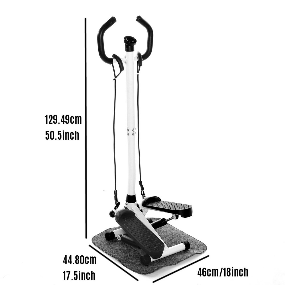 Stepper Machine Mini Stair Stepper Hydraulic W/ Handle, Resistance Bands, LCD