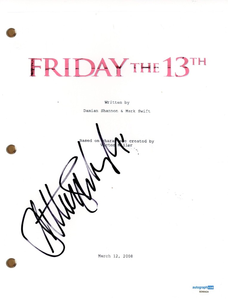 Jonathan Sadowski “Friday the 13th” Signed Autograph Movie Script Horror ACOA