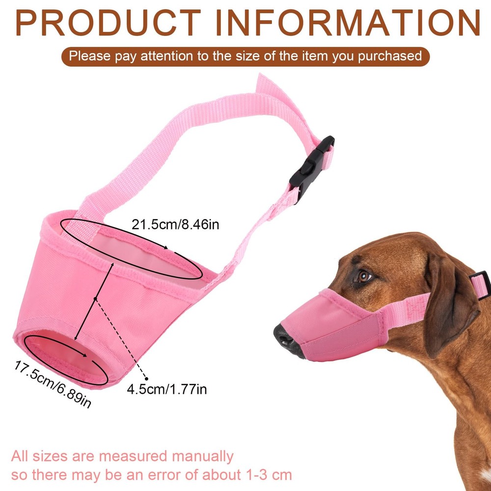 Muzzle for Small Dogs, Comfortable Adjustable Anti-Biting Puppy pink